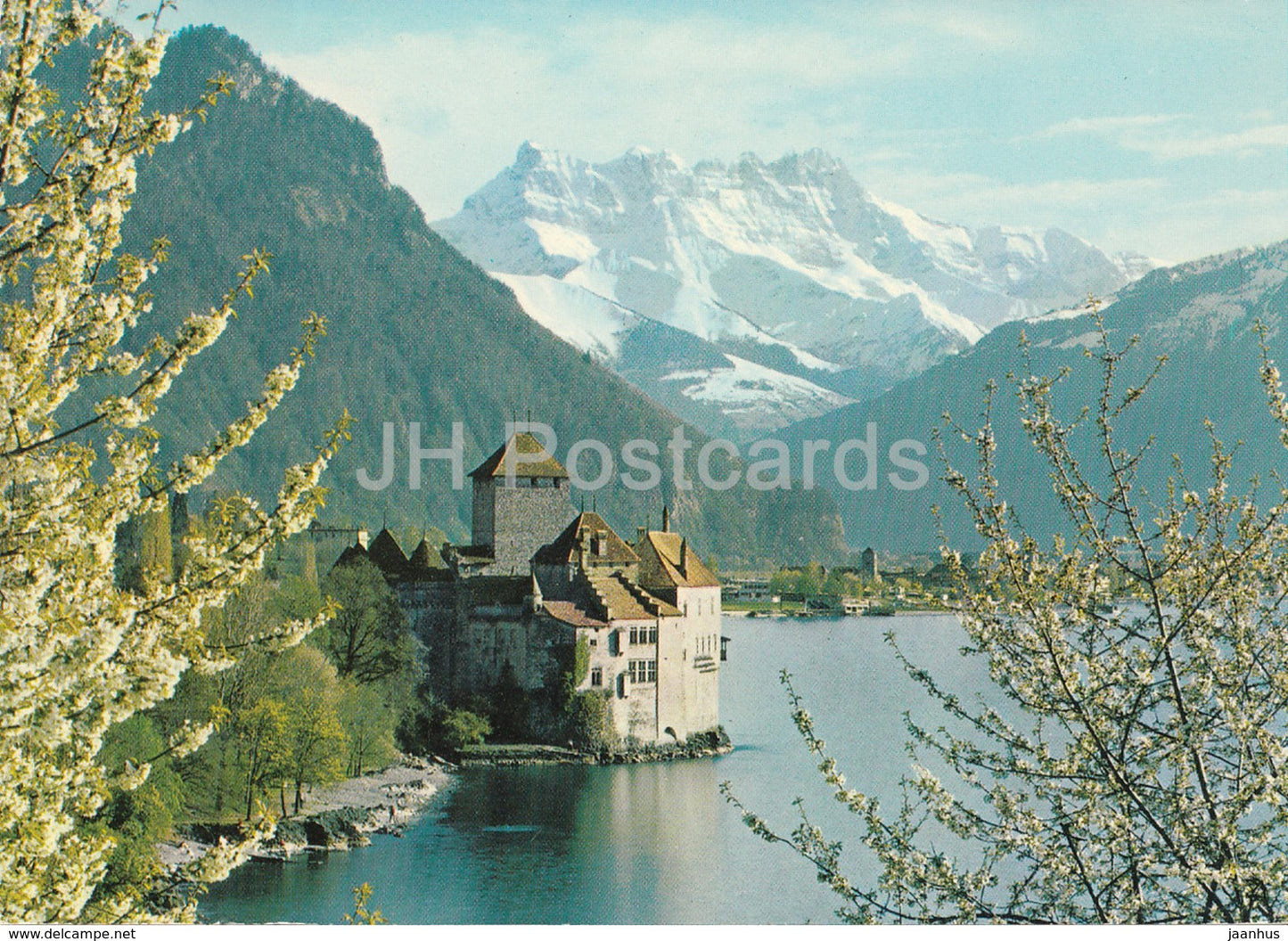 Le Chateau de Chillon pres Montreux - Lac Leman et les Dents du Midi - castle - 9379 - 1977 - Switzerland - used - JH Postcards