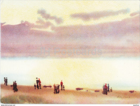 painting by A. Zalstera - Beach - Latvian art - 1963 - Latvia USSR - unused - JH Postcards