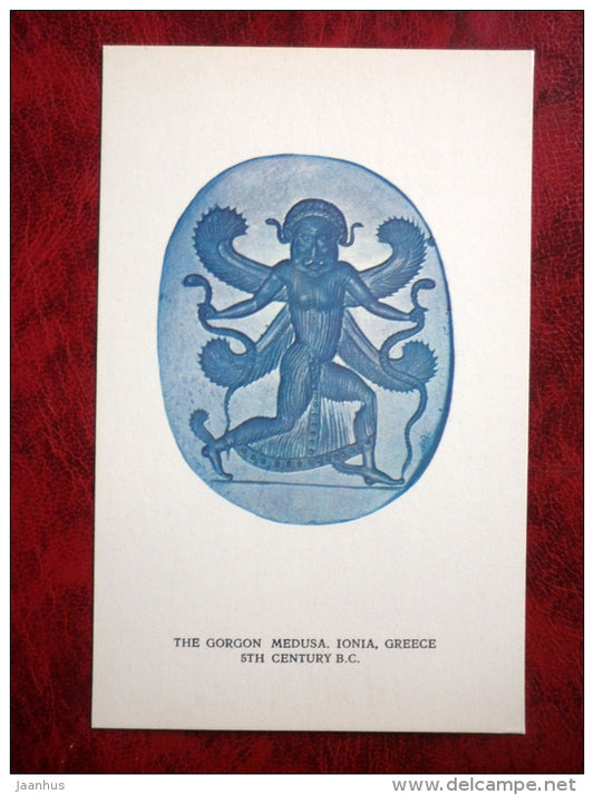 Antique Intaglio - The Gordon Medusa - Ionia, Greece . 5th century BC - antique art - unused - JH Postcards