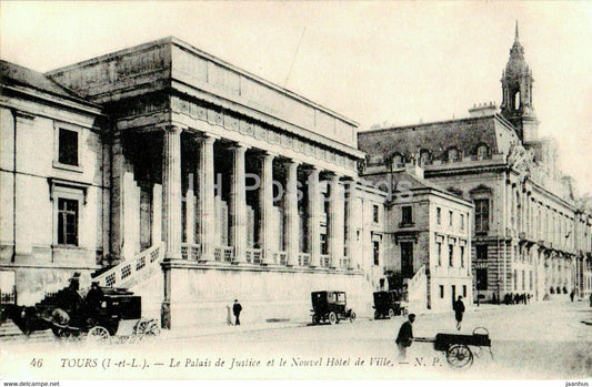 Tours - Le Palais de Justice et le Nouvel Hotel de Ville - 46 - old postcard - 1916 - France - used - JH Postcards