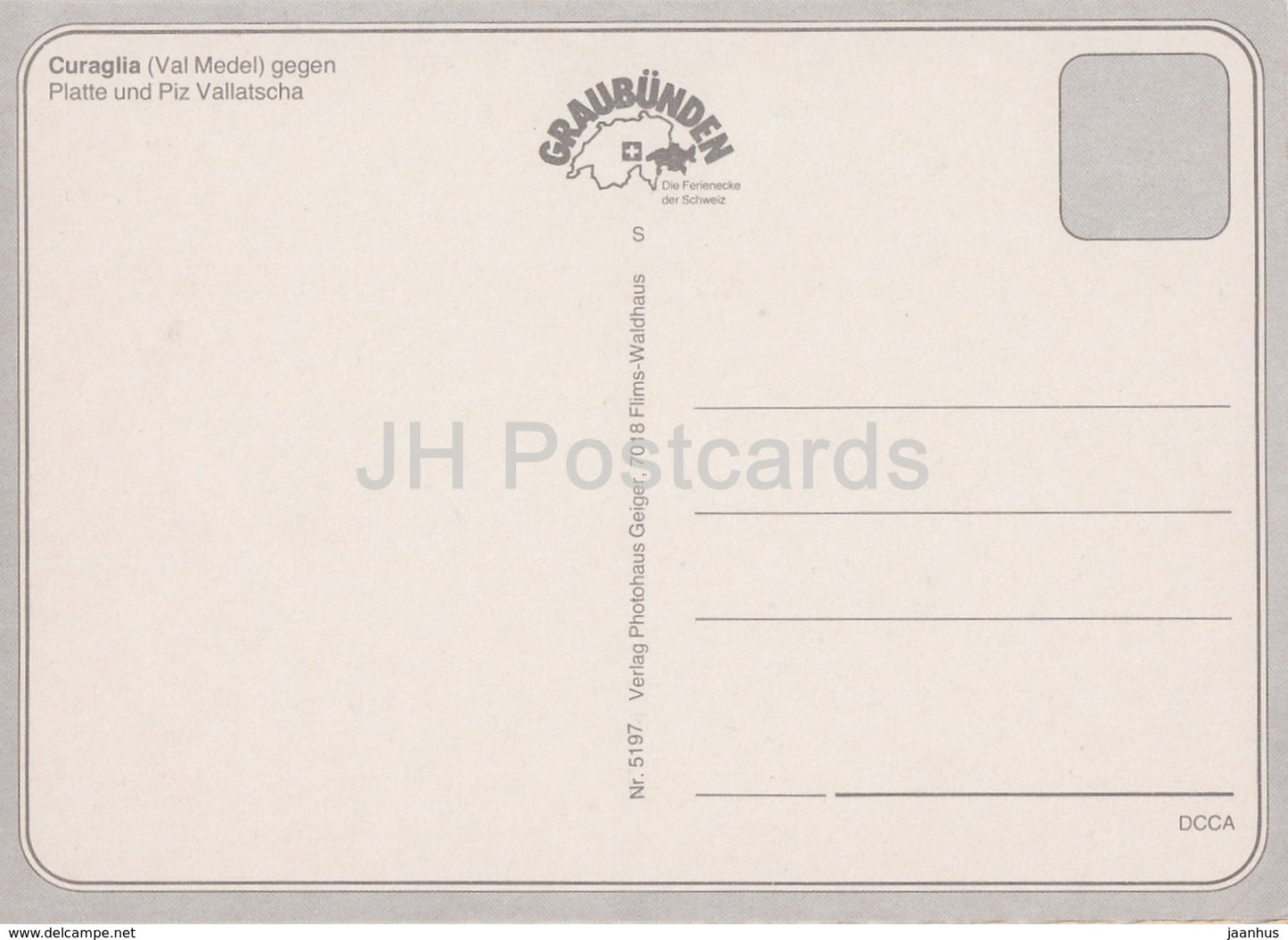Curaglia gegen Platte und Piz Vallatscha - Val Medel - 5197 - Switzerland - unused