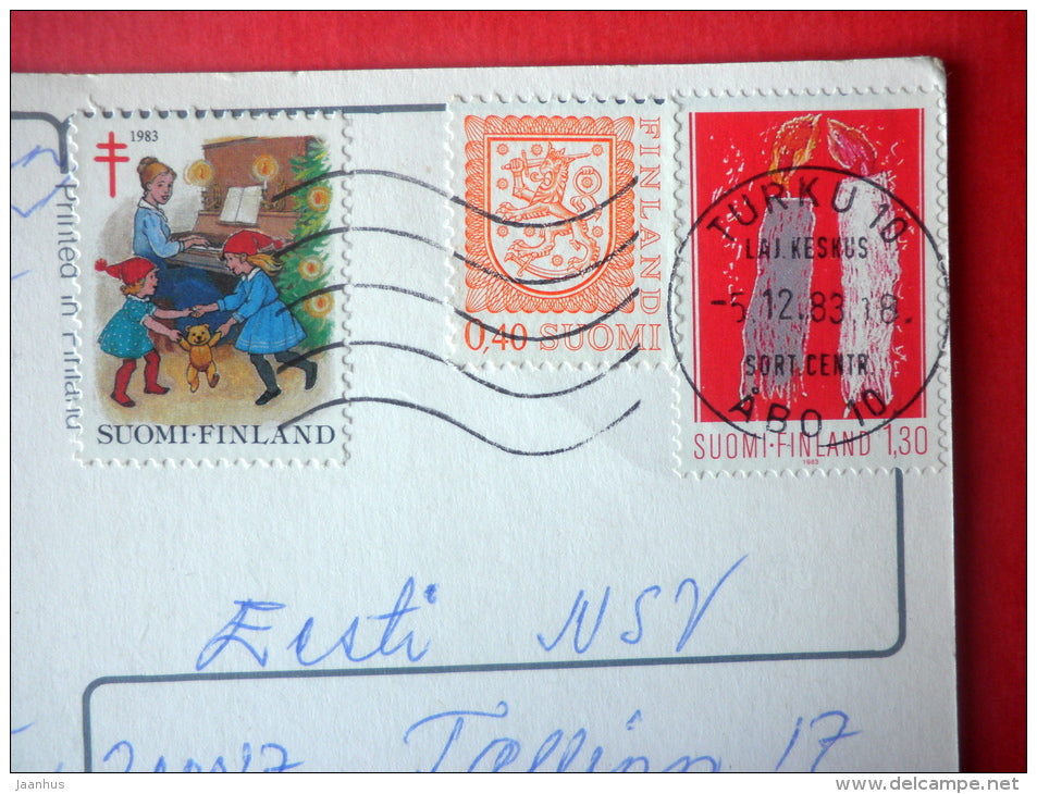 Christmas Greeting Card - christmas tree - 11-447 - Finland - sent from Finland Turku to Estonia USSR 1983 - JH Postcards