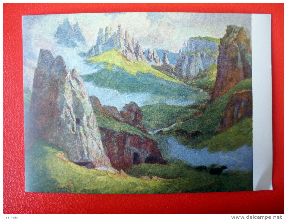painting by G. Gyurdzhyan . Zangezur - rocks - armenian art - unused - JH Postcards