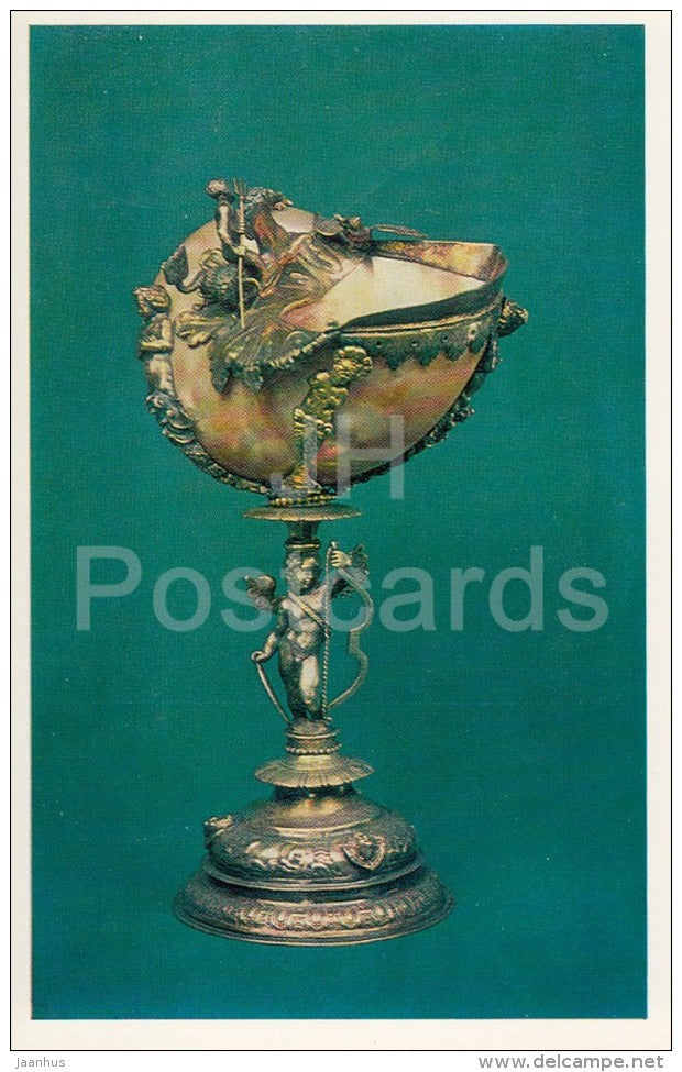Nautilus Cup , South Germany - silver - shell - Western European Silver from Hermitage - 1982 - Russia USSR - unused - JH Postcards