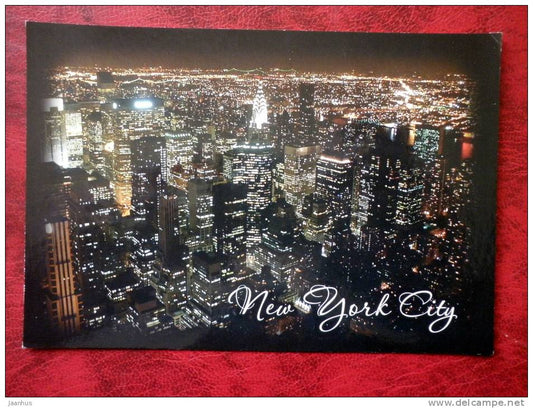 New York City at Night - USA - unused - JH Postcards