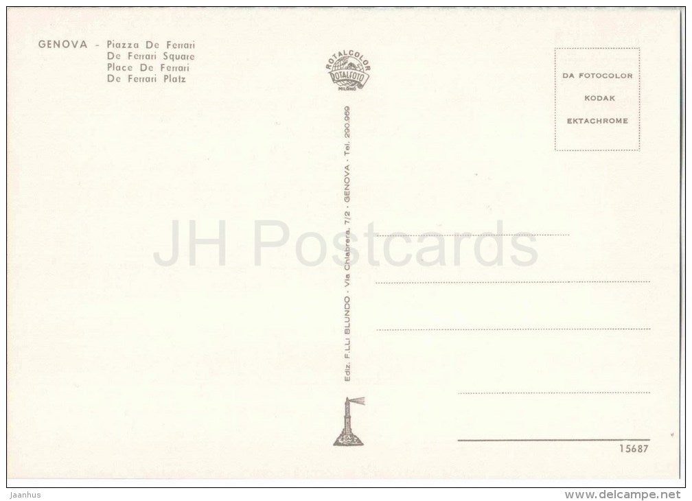 Piazza De Ferrari - Ferrari Square - fountain - Genova - Liguria - 15687 - Italia - Italy - unused - JH Postcards