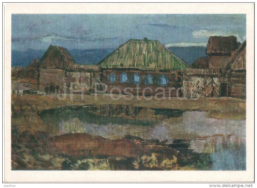 painting by V. Burlakov - Moscow. Shushenskoye - village - russian art - unused - JH Postcards