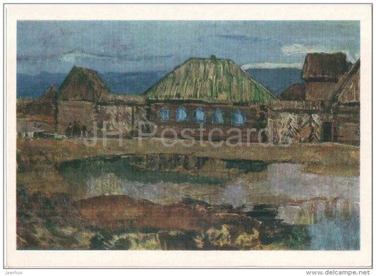 painting by V. Burlakov - Moscow. Shushenskoye - village - russian art - unused - JH Postcards