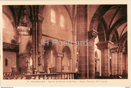 Neuwiller - Eglise St Pierre et St Paul - Partie Romane - church - 11 - old postcard - France - unused - JH Postcards