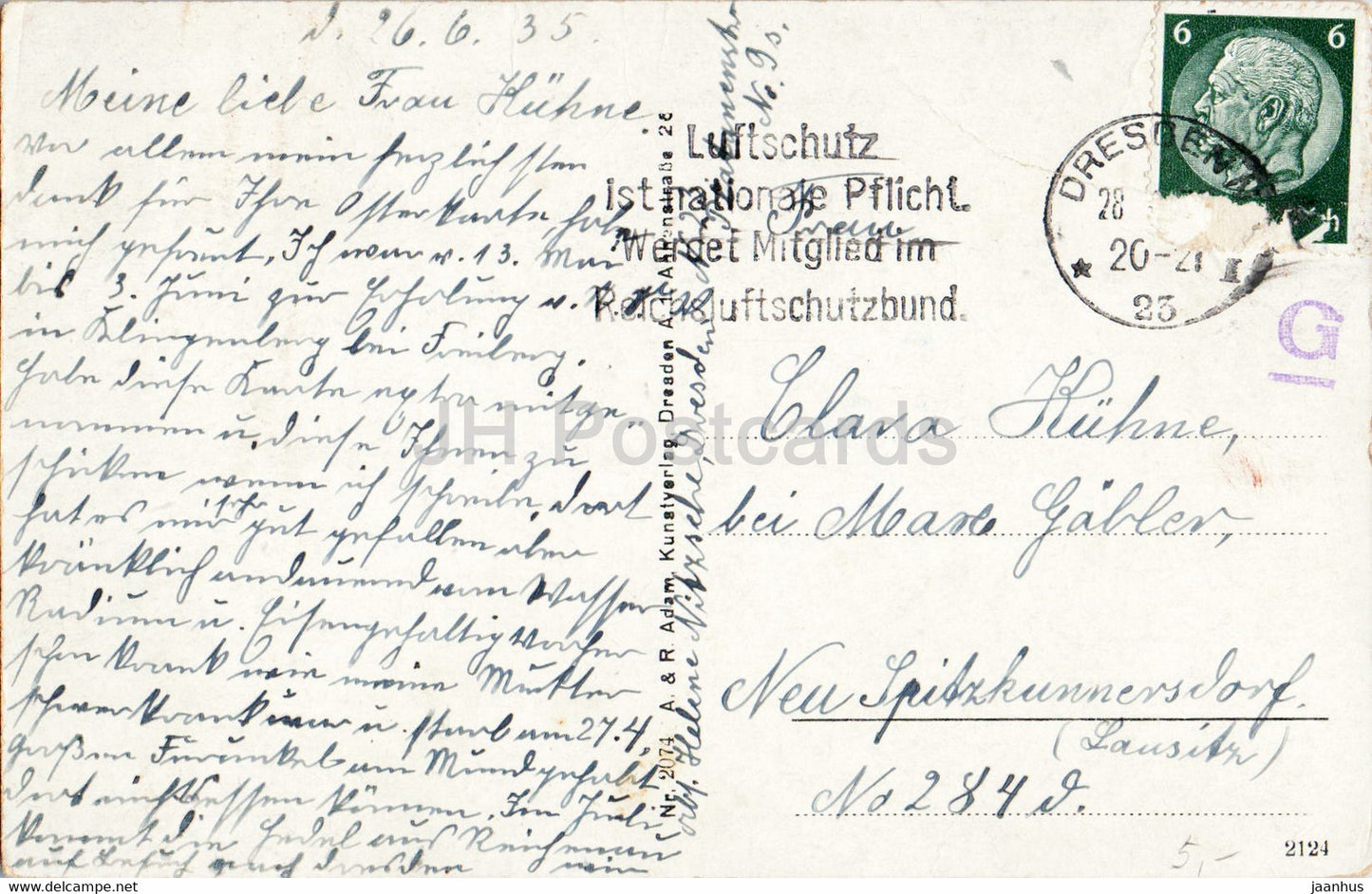 Joseph Bondi Haus in Klingenberg - Bez Dresden - old postcard - 1935 - Germany - used