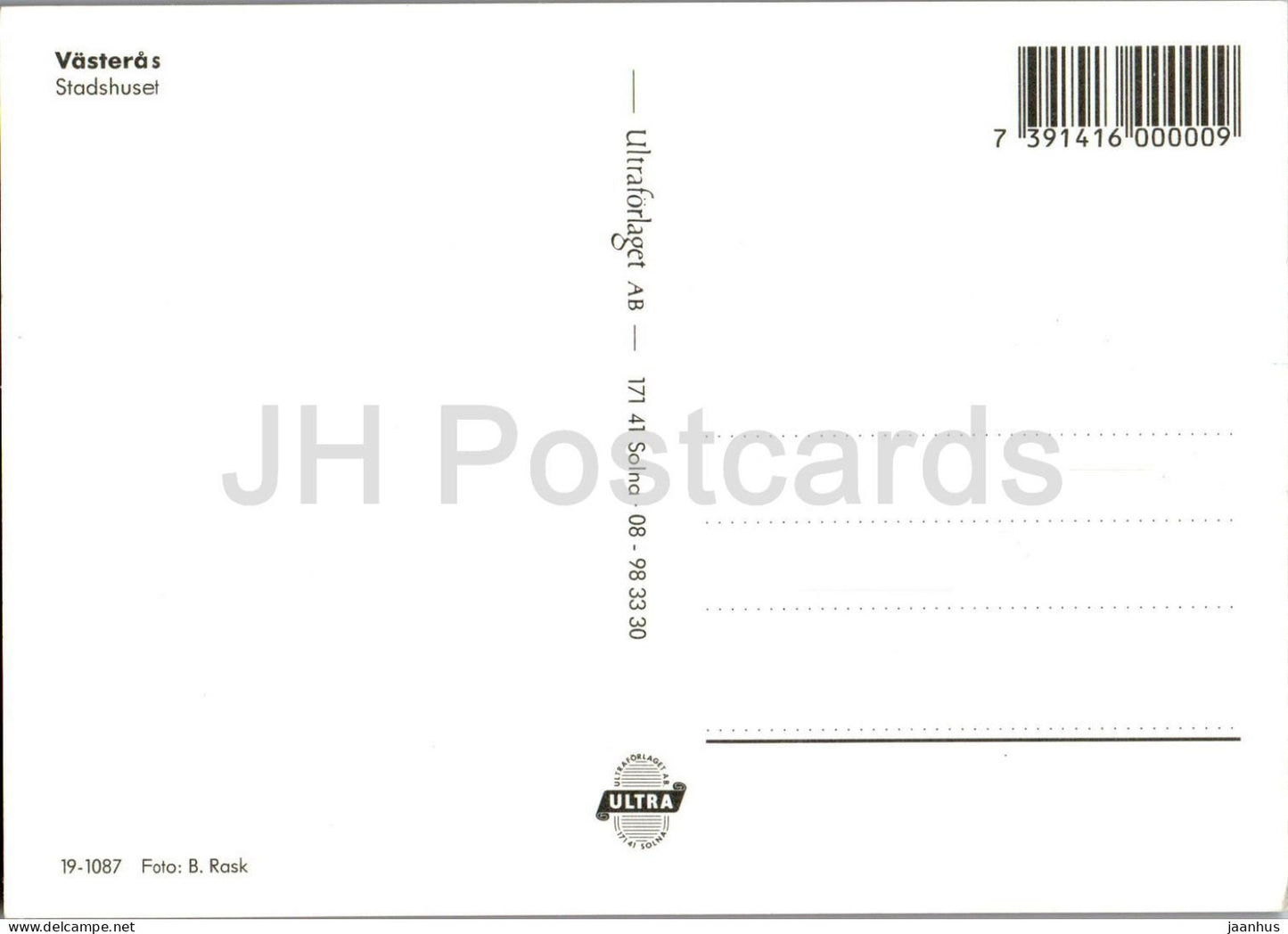 Vasteras Stadshuset - Hôtel de ville - 1097 - Suède - inutilisé 