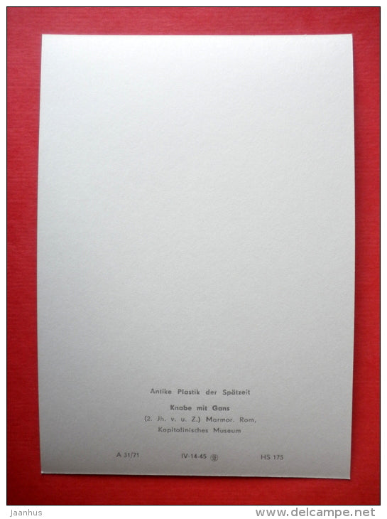 Boy with goose - sculpture - Antique Roman Sculptures - DDR Germany - unused - JH Postcards