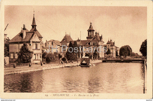 Mulhouse - Le Bassin et la Poste - 29 - old postcard - France - unused - JH Postcards