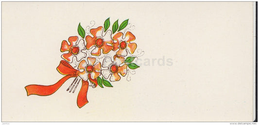 mini Greeting card by S. Dislere - flowers - 1979 - Latvia USSR - unused - JH Postcards