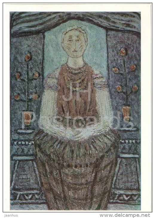 painting by A. Zevina - National Motif , 1967 - woman - russian art - unused - JH Postcards