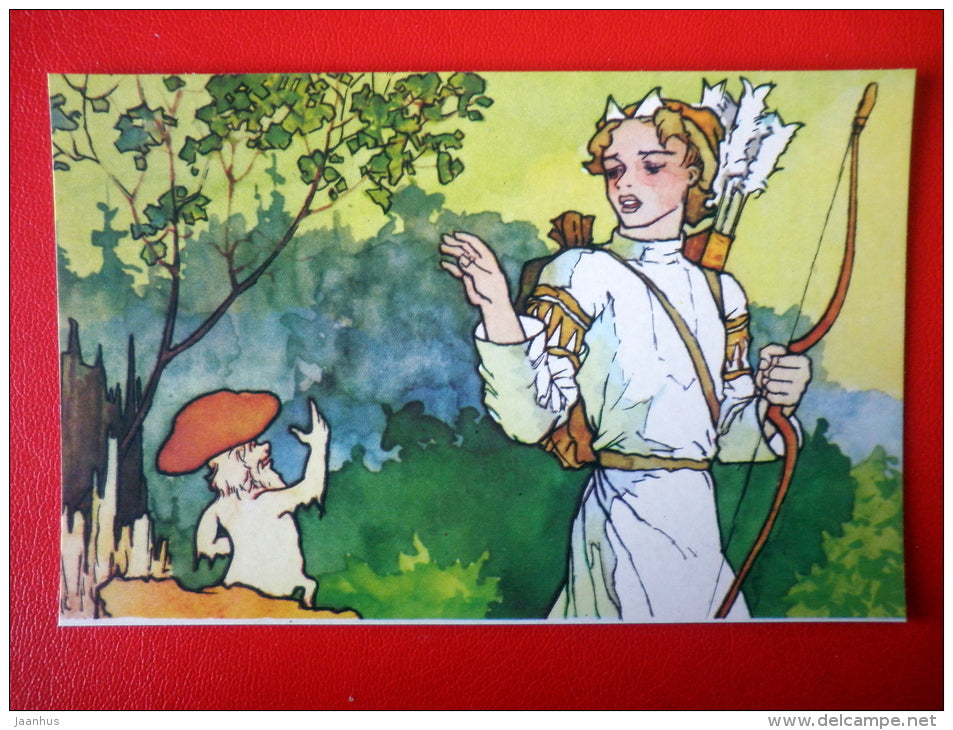 illustration by A. Klopotovsky - Ivan - boletus - russian Fairy Tale - Morozko - cartoon - 1984 - Russia USSR - unused - JH Postcards