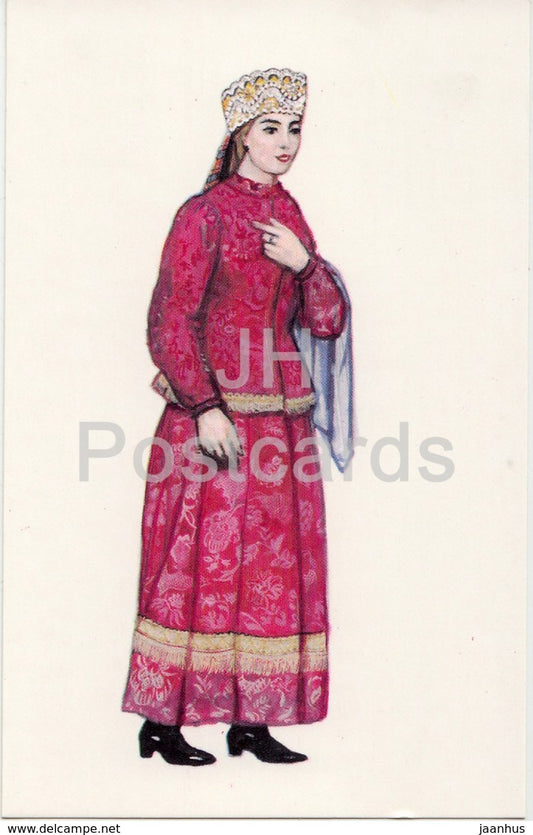 Young Girls Clothes - Olonetz Province - Russian Folk Costumes - 1969 - Russia USSR - unused - JH Postcards