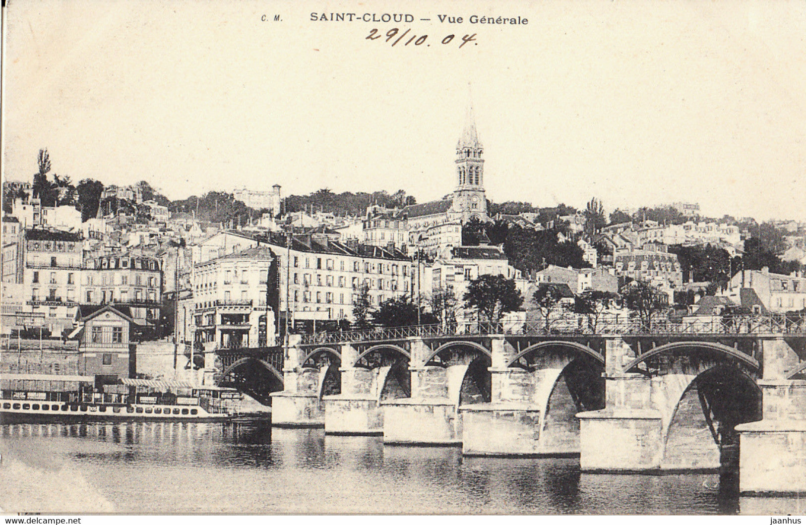 Saint Cloud - Vue Generale - bridge - old postcard - 1904 - France - unused - JH Postcards