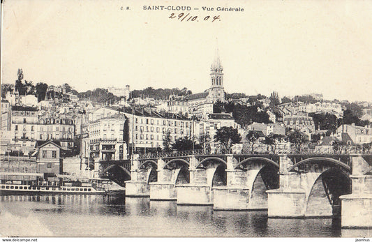 Saint Cloud - Vue Generale - bridge - old postcard - 1904 - France - unused - JH Postcards