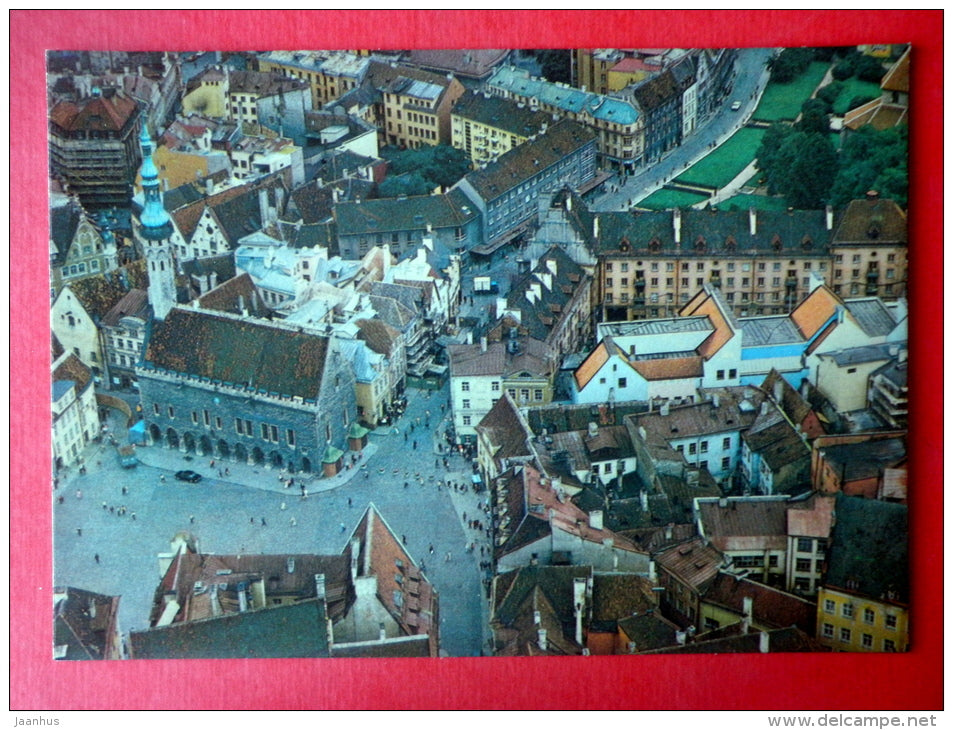 A view of the Town Hall Square with the Town Hall  , XV century - The Tallinn Town Museum - 1988 - Estonia USSR - unused - JH Postcards