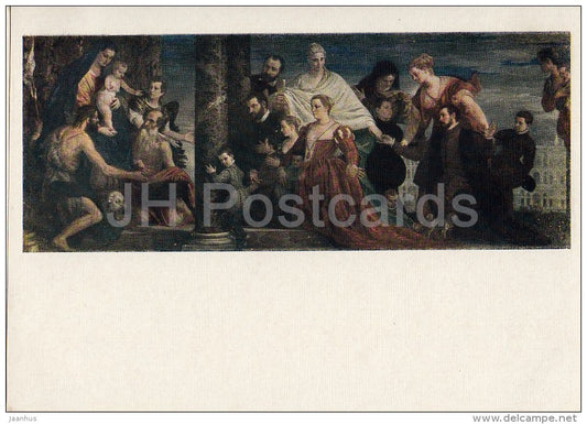 painting by Paolo Veronese - Family Cuccina before the Madonna - Italian art - Russia USSR - 1958 - unused - JH Postcards