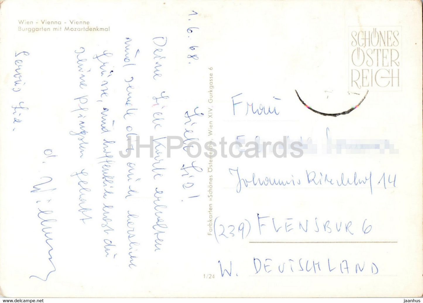 Wien - Vienna - Burggarten mit Mozartdenkmal - monument to Mozart - 1968 - Austria - used