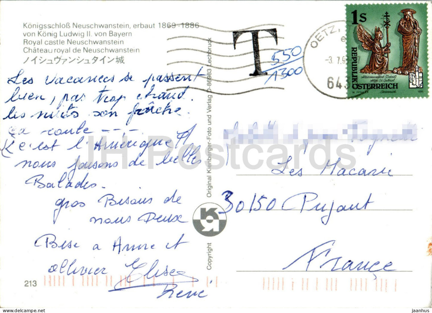 Königsschloss Neuschwanstein - Schloss - 213 - 1998 - Deutschland - gebraucht