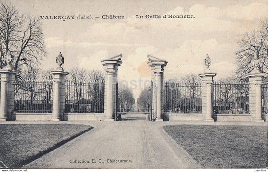Valencay - Chateau - La Grille d'Honneur - castle - old postcard - 1907 - France - used - JH Postcards