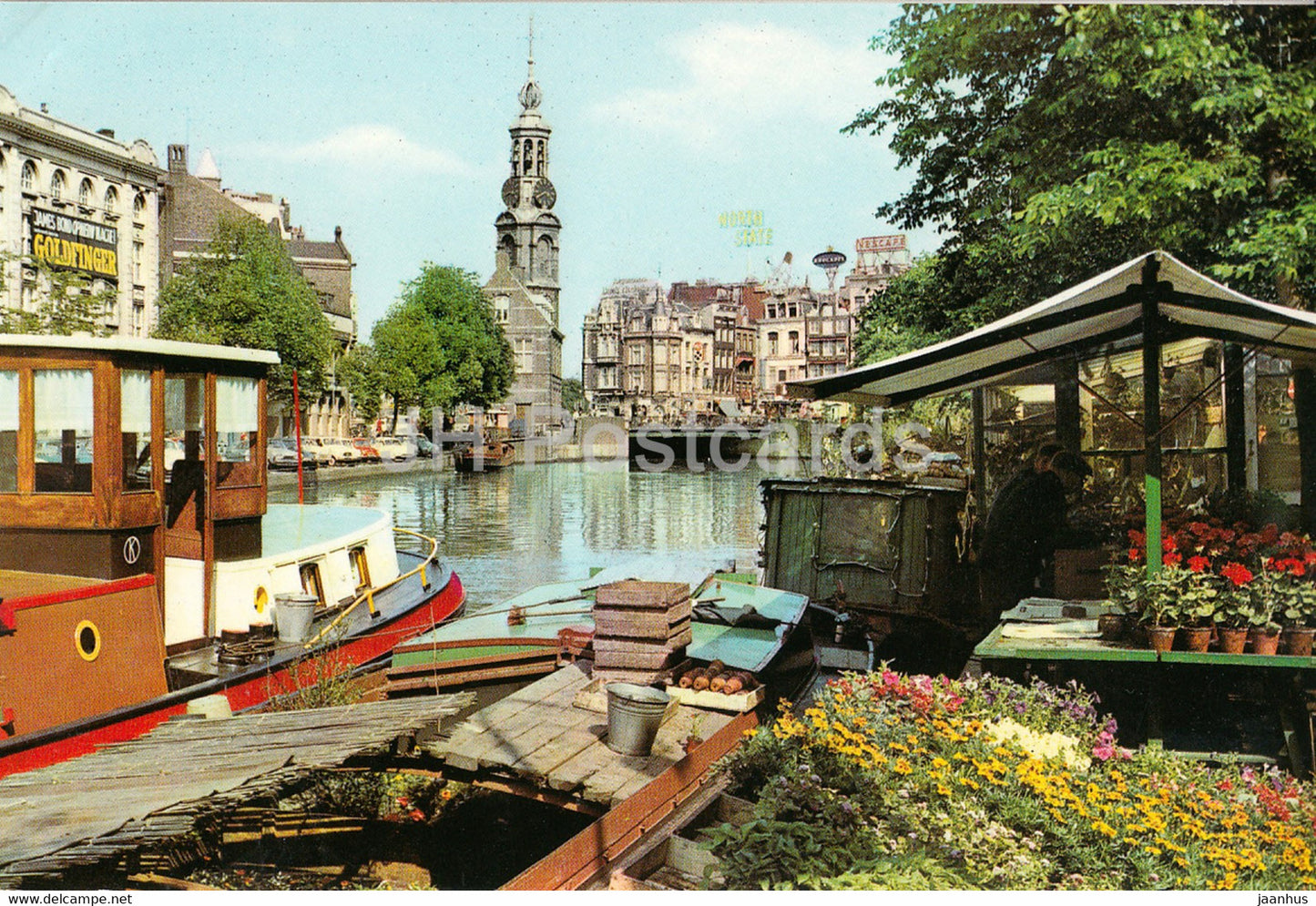 Amsterdam - The Floating Flower Market of the Singel near the Mint Tower - boat - Netherlands - unused - JH Postcards