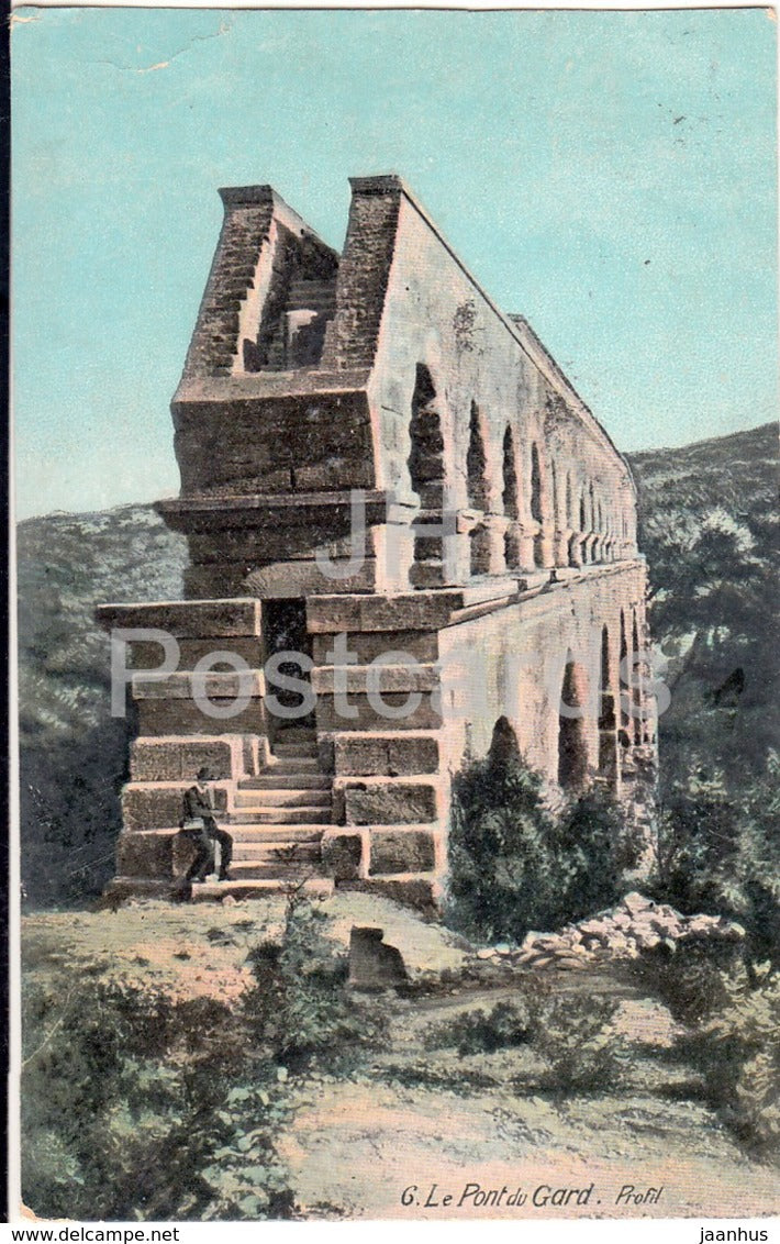 Le Pont Gard - Profil - 6 - 1912 - old postcard - France - unused - JH Postcards