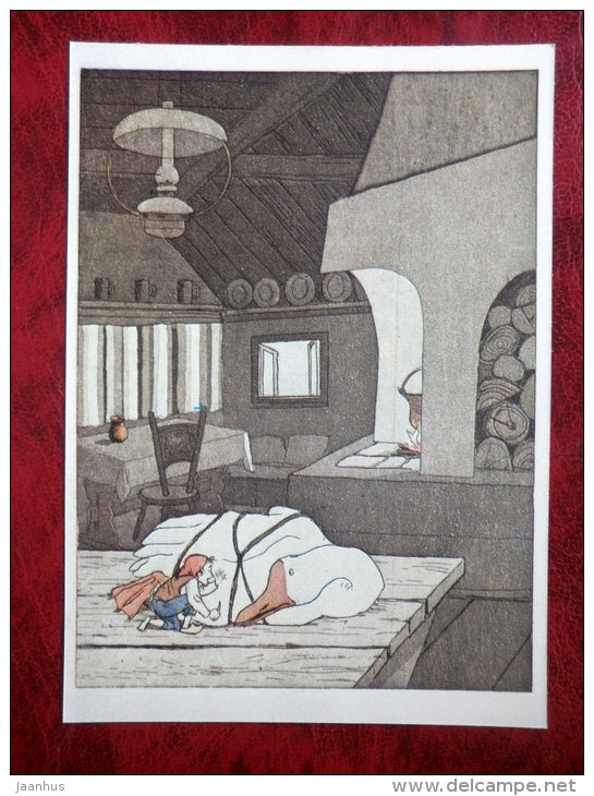 The Wonderful Adventures of Nils by S. Lagerlöf - Illustration by Diodorov - Martin in captivity - 1981 - unused - JH Postcards