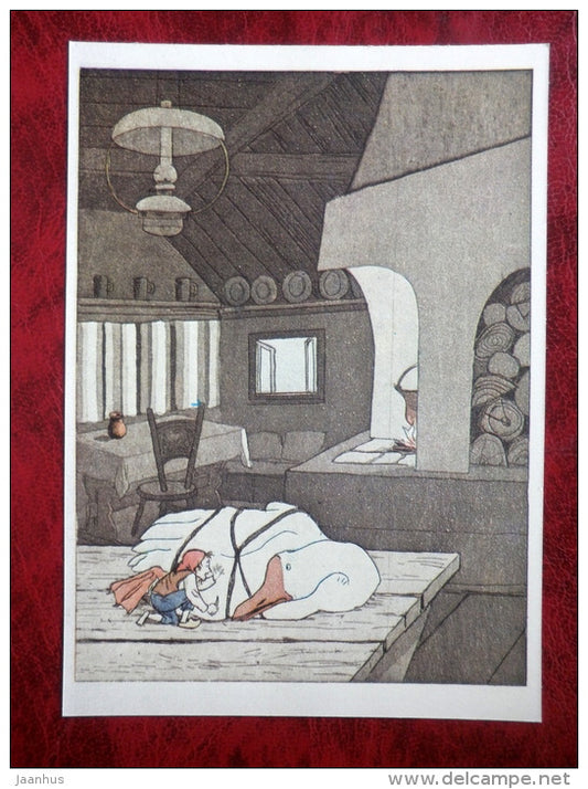 The Wonderful Adventures of Nils by S. Lagerlöf - Illustration by Diodorov - Martin in captivity - 1981 - unused - JH Postcards