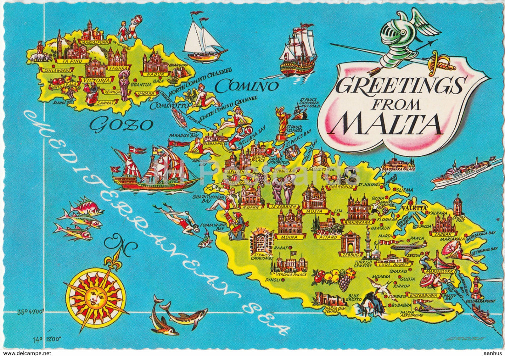 Greetings from Malta - map - Malta - unused - JH Postcards