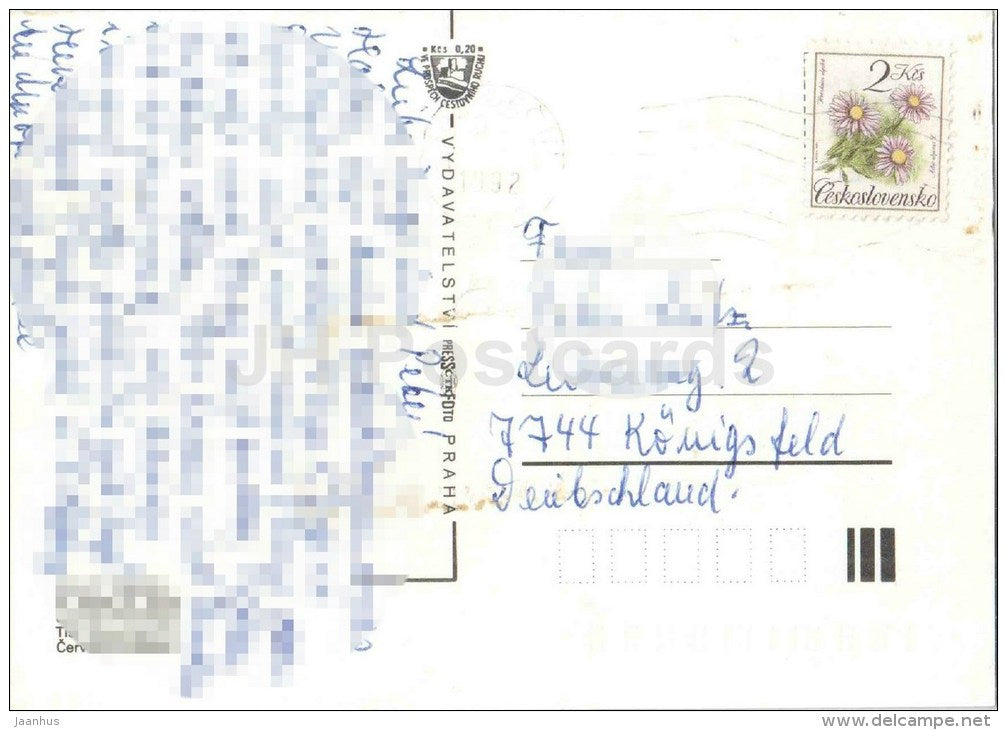 Decin - town views - river - pool - streets - bus - Czechoslovakia - Czech - used 1992 - JH Postcards