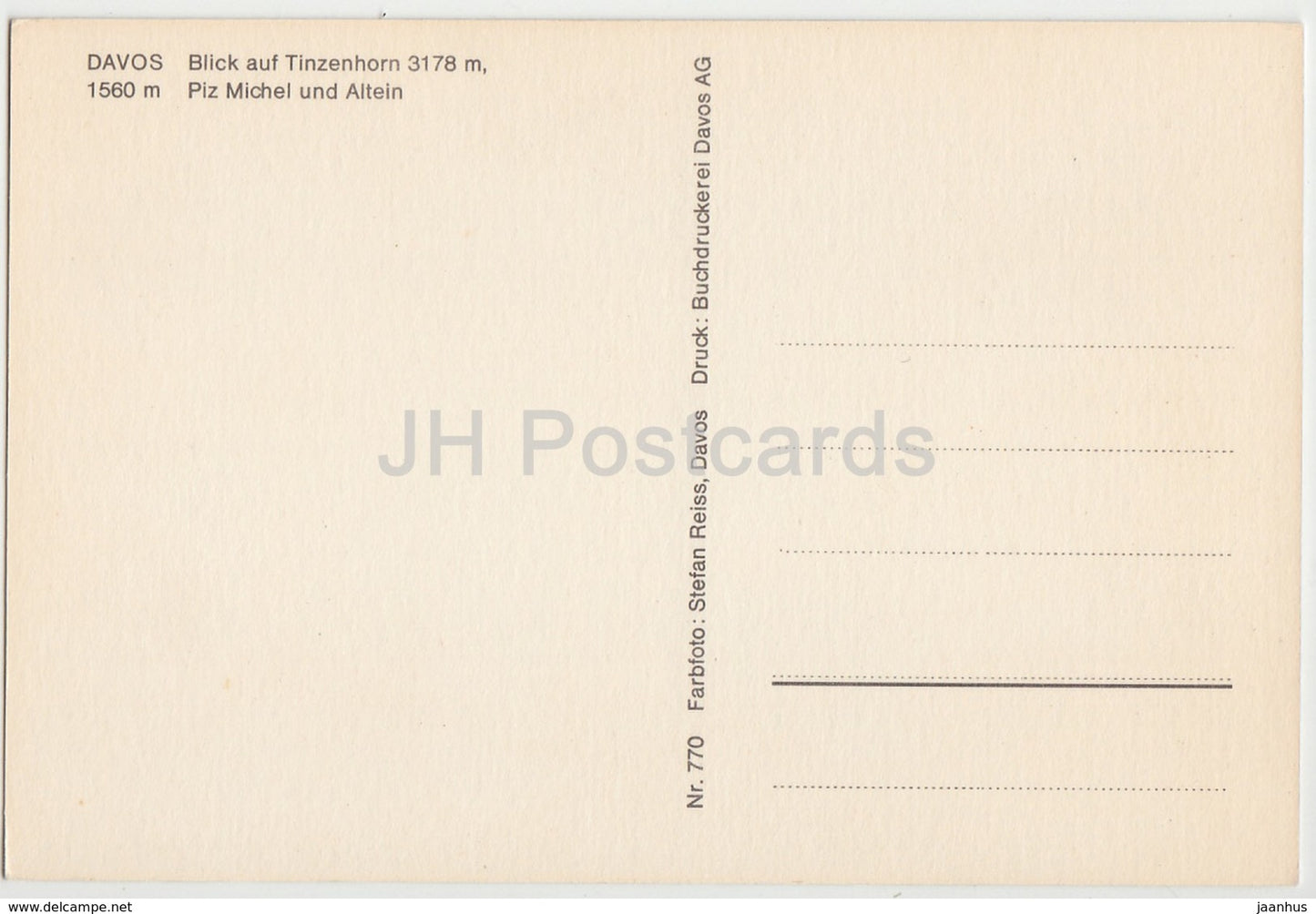 Davos - Blick auf Tinzenhorn 3178 m - Piz Michel und Altein - 770 - Switzerland - unused