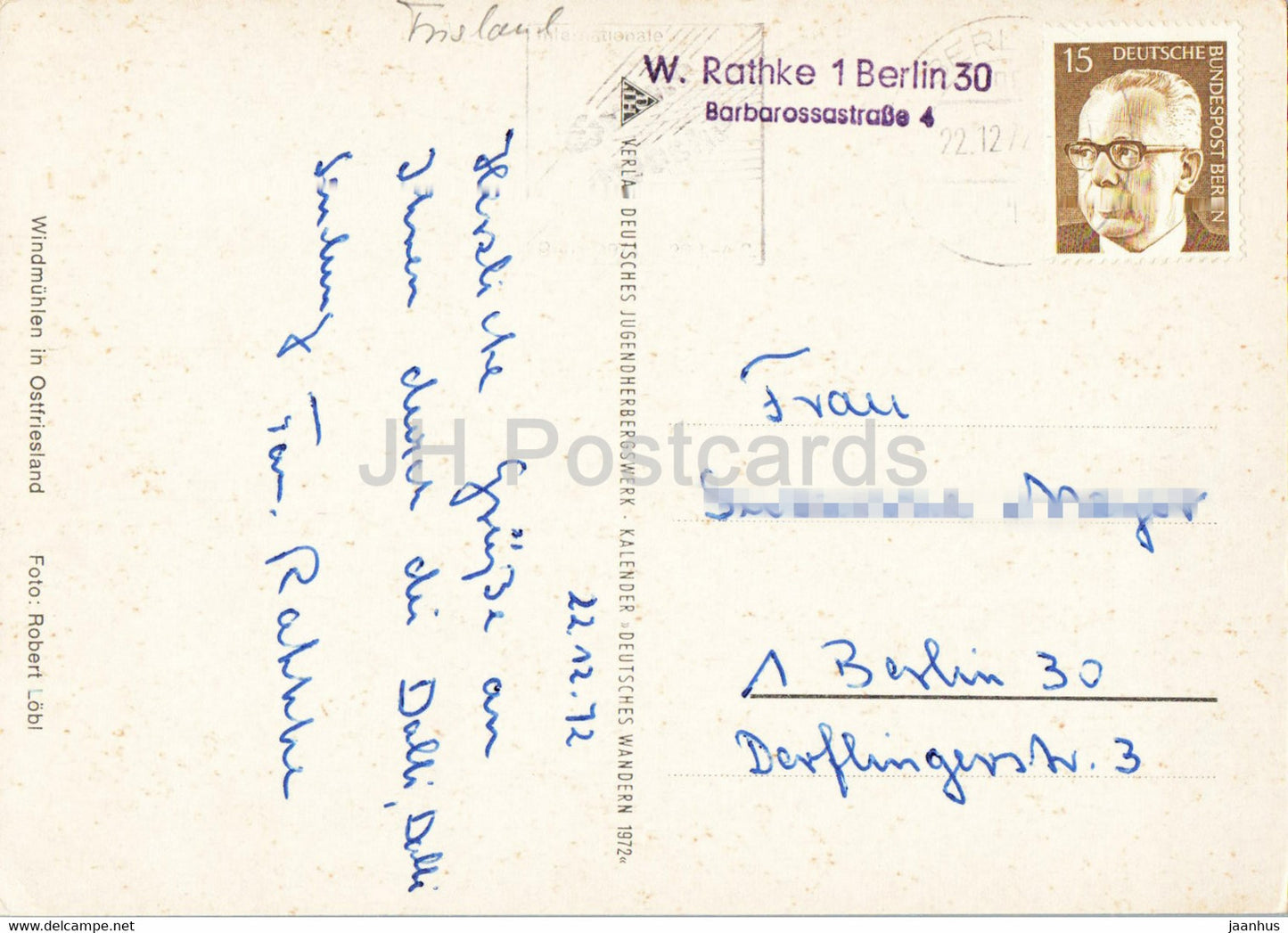 Windmuhlen in Ostfriesland - windmill - 1972 - Germany - used