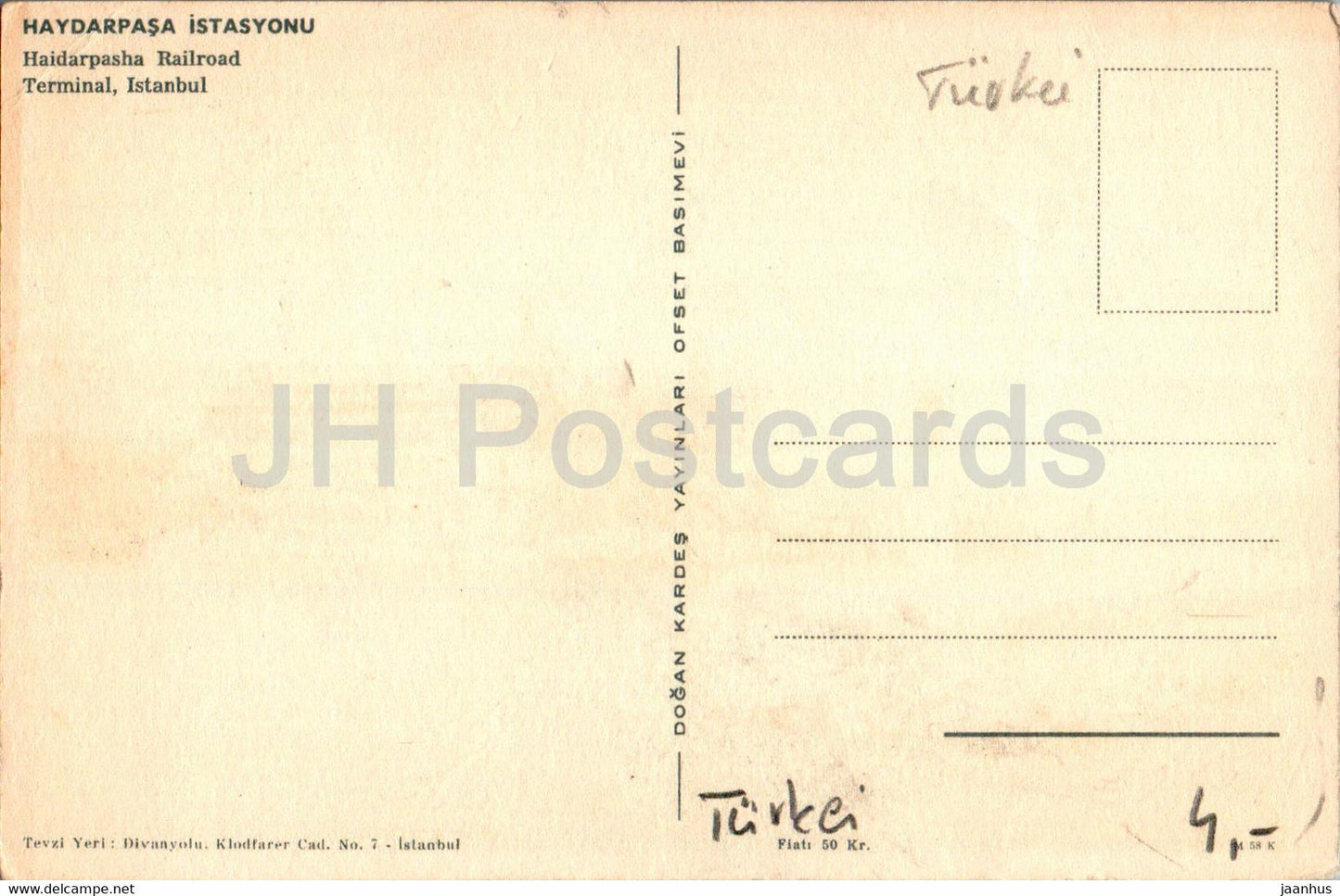 Istanbul - Haidarpasha Railroad Terminal - alte Postkarte - Türkei - gebraucht