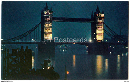 London - Tower Bridge by Night - United Kingdom - England - used - JH Postcards