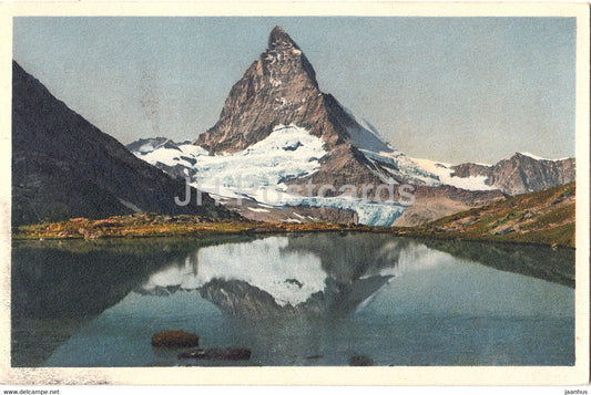 Zermatt - Riffelsee - Matterhorn - 6711 - old postcard - 1929 - Switzerland - used - JH Postcards