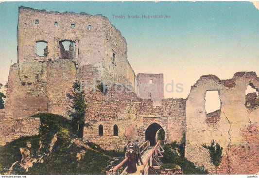 Trosky Hradu Hukvaldskeho - Hukvaldy - castle ruins - old postcard - Czech Republic - unused - JH Postcards