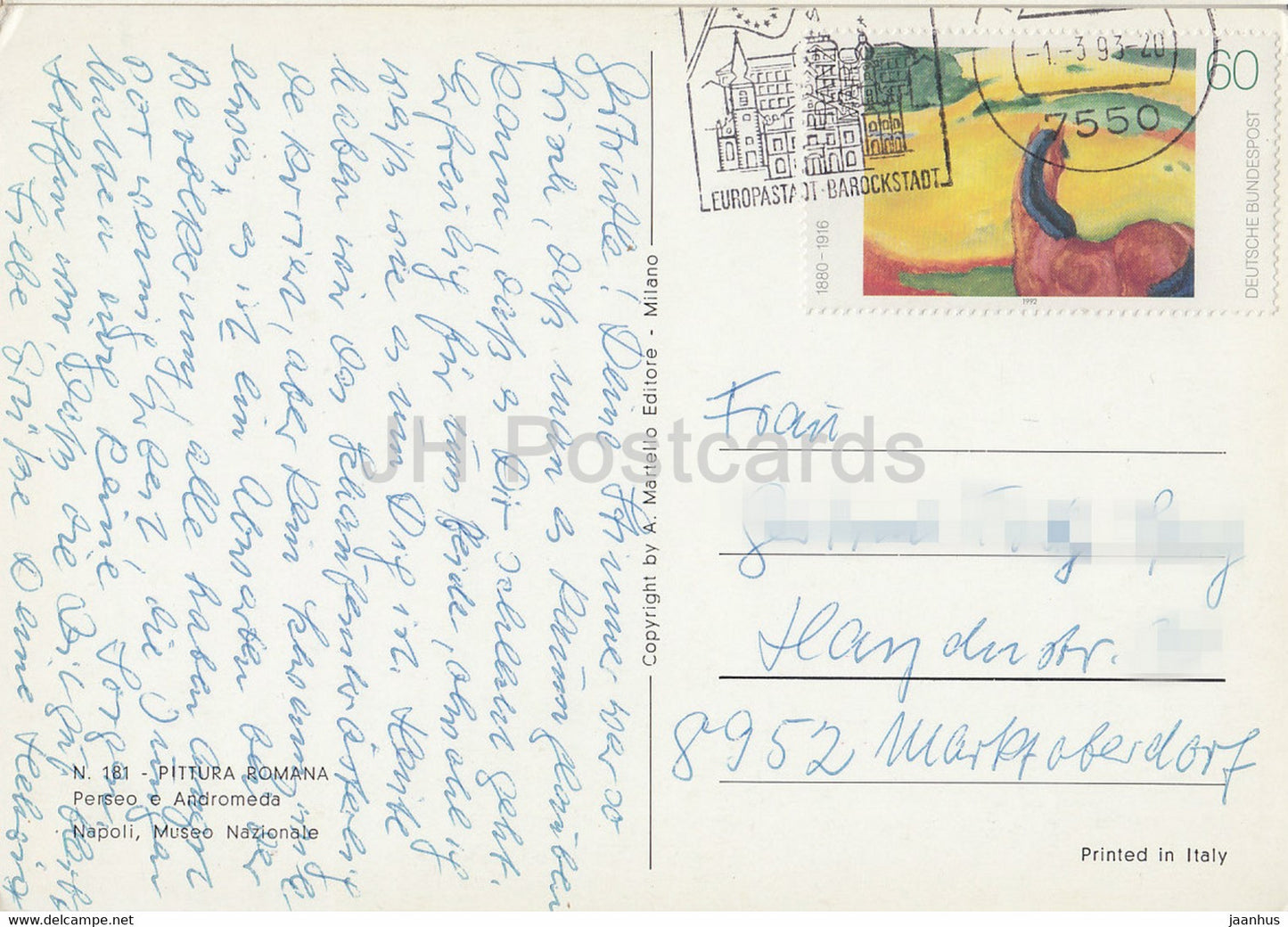 Pittura Romana - Perseo e Andromeda - Peinture romaine - Persée et Andromède - Art ancien - 1993 - Italie - utilisé