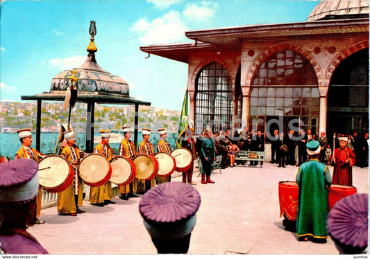 Istanbul - Mehter Turkish ancient Military music and Topkapi - The Bagdat kiosk - 1972 - Turkey - used - JH Postcards