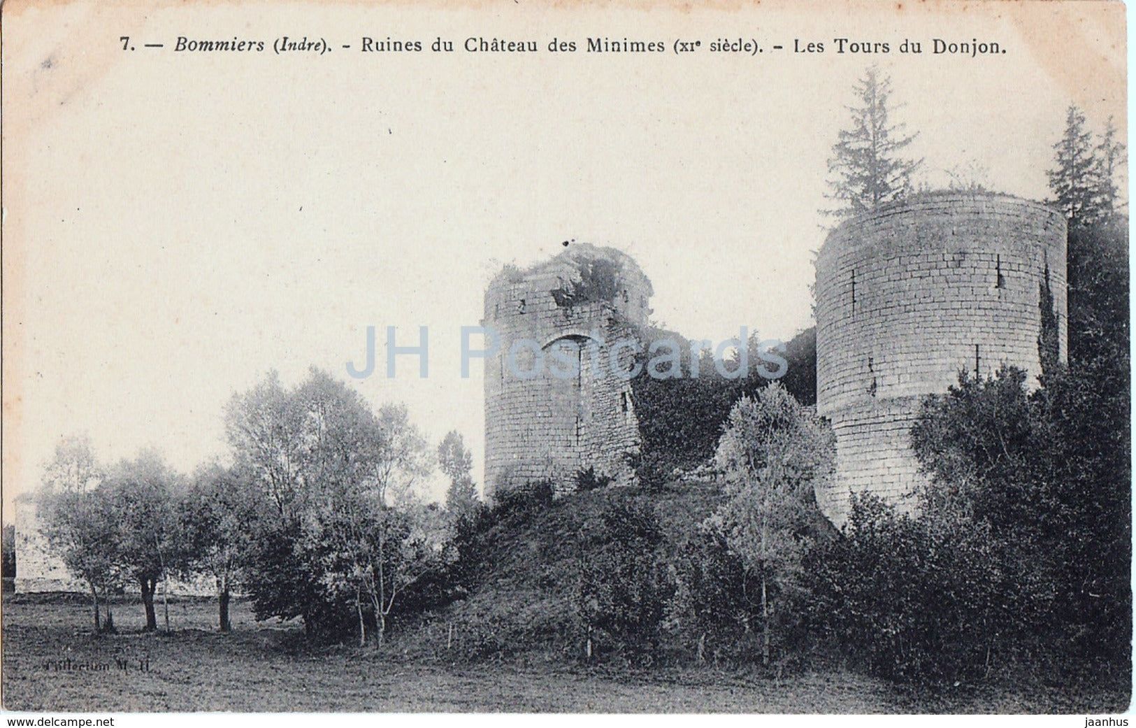 Bommiers - Ruines de Chateau des Minimes - Les Tours du Donjon - castle ruins - 7 - old postcard - France - unused