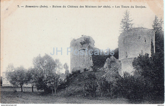 Bommiers - Ruines de Chateau des Minimes - Les Tours du Donjon - castle ruins - 7 - old postcard - France - unused