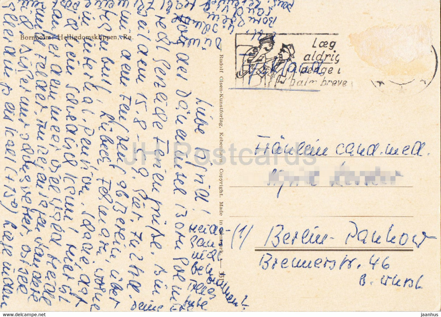 Bornholm - Helligdomsklippen - carte postale ancienne - Danemark - utilisé