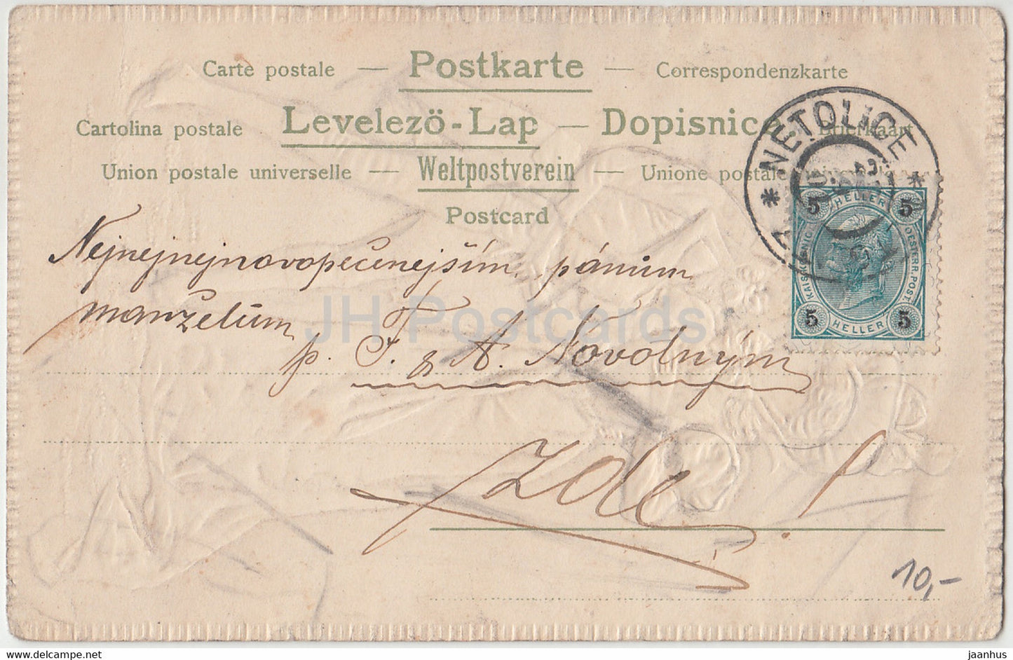 Frau und Mann - Paar - Illustration - alte Postkarte - 1901 - gebraucht