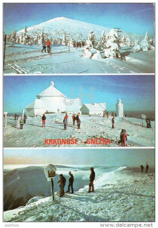 Krkonose - Snezka mountain - ski resort - Czechoslovakia - Czech - used 1987 - JH Postcards