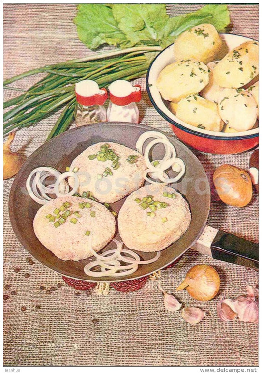 cream sauce for burgers - potatoe - onions - cooking recepies - 1983 - Estonia USSR - unused - JH Postcards