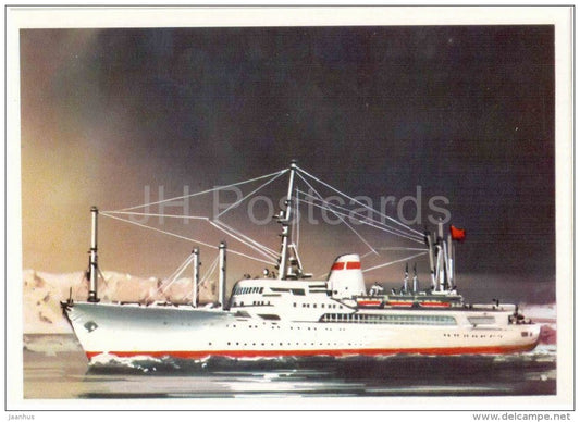 illustration by V. Viktorov - research ship - Professor Wize - Antarctic - 1976 - Russia USSR - unused - JH Postcards
