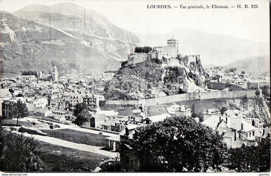 Lourdes - Vue Generale - Le Chateau - castle - 122 - old postcard - France - unused - JH Postcards